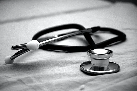A black and white stethoscope